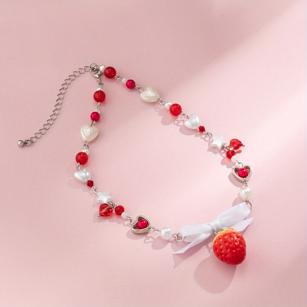 Sweet Strawberry Pendant Beaded Necklace - Perfect Gift for Girls for Summer Parties!