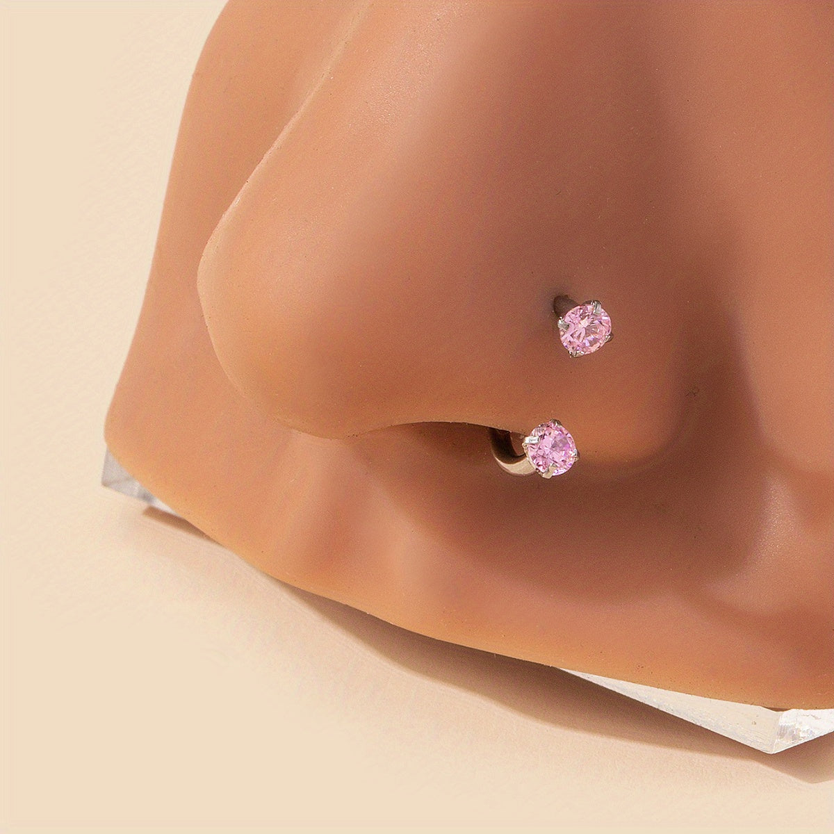 1 Pc Inlaid Zircon Nose Ring Inlaid Rhinestone Nose Nail C-shaped Stainless Steel Piercing Nose Nail Accessory