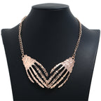 Halloween Exaggerated Hand Claw Necklace Palm Alloy Short Punk Necklace Personality Clavicle Chain