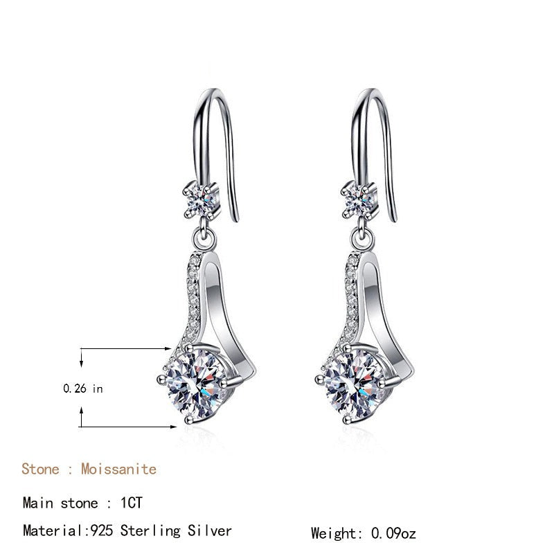 Elegant Moissanite Drop Earrings in 925 Sterling Silver for Women - Perfect for Weddings and Parties