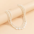 Gorgeous Vintage Stacked Baroque Pearl Multilayer Necklace - Perfect for Ladies!