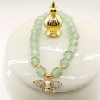 Bring Good Luck with Elegant Chinese Style Beaded Bracelet and Flower Pendant Hand Jewelry for Women and Girls