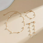 4pcs Earrings Necklace Plus Bracelet Classic Jewelry Set Match Daily Outfits Perfect Decor For Summer Vacation Wear Them To The Beach And Enjoy Your Holliday