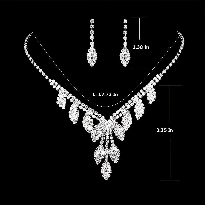 5pcs Full of Love Bridal Jewelry Set - Silver Necklace and Earrings for Wedding Photography and Special Occasions