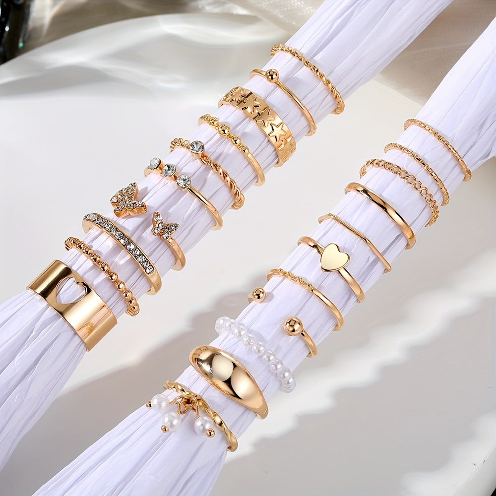 Exaggerated Punk Ring Set Y2k Vintage Style Inlaid Rhinestone Zinc Alloy Daily Decor Party Accessories