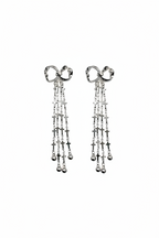 FN Bow Tassel Long Earrings Cross Pendant LOJS10