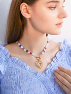 FN Acrylic Cut-out Heart Clavicle Chain Necklace LOJS78