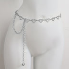 Bling Bling Hollow Out Love Heart Waist Chain Inlaid Shiny Rhinestone Elegant Waist Belt Body Chain