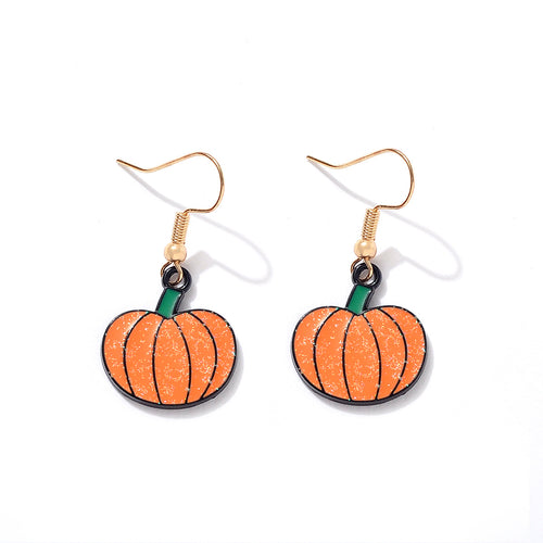 Cute Halloween Pumpkin Shaped Alloy Pendant Earrings - Perfect Gift for Women on Birthdays & Special Occasions!