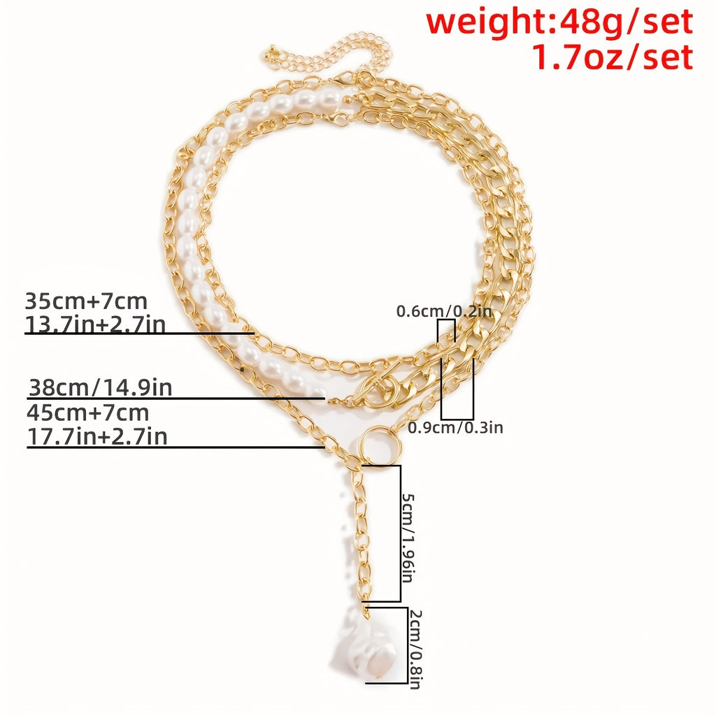 Gorgeous 3-Piece Pearl & Sequin Tassel Necklace Set for Women - Perfect Gift!