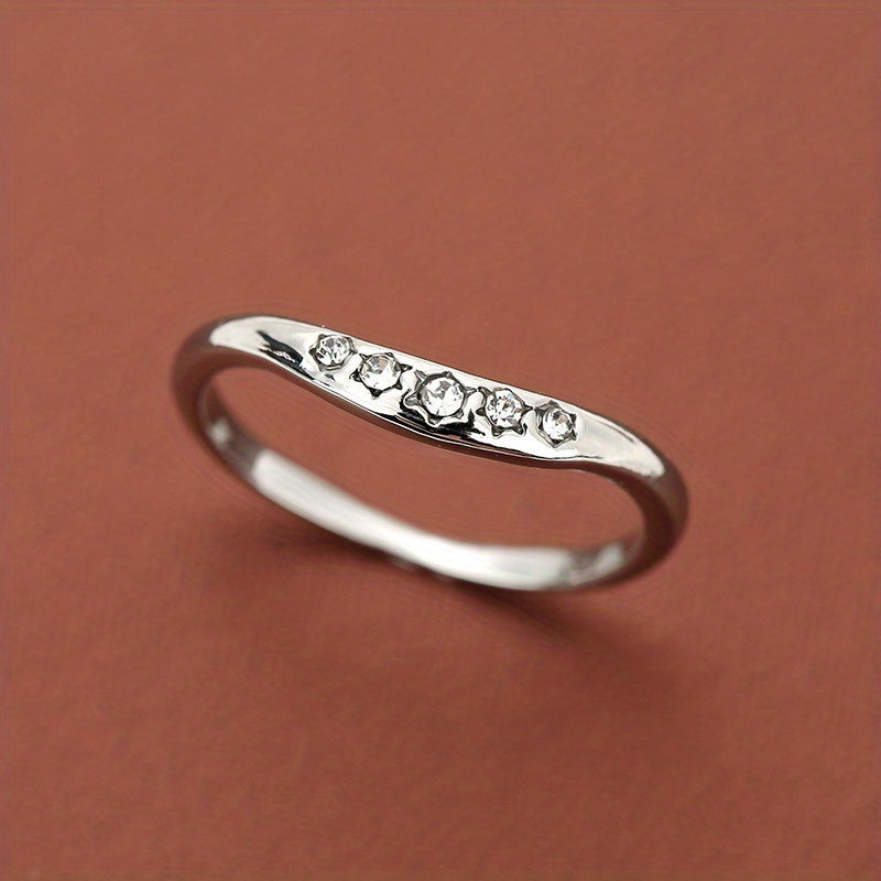 Fashion 14k Gold Plated Ring Inlaid Shining Zircons Cute Jewelry For Female Daily Decor Party Accessory