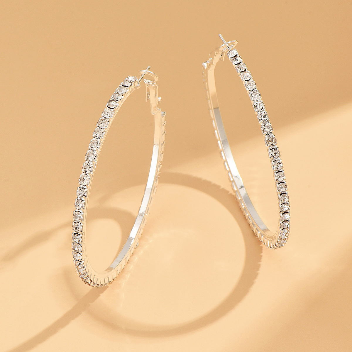 Elegant Round Rhinestone Hoop Earrings for Women and Girls - Perfect for Weddings and Special Occasions