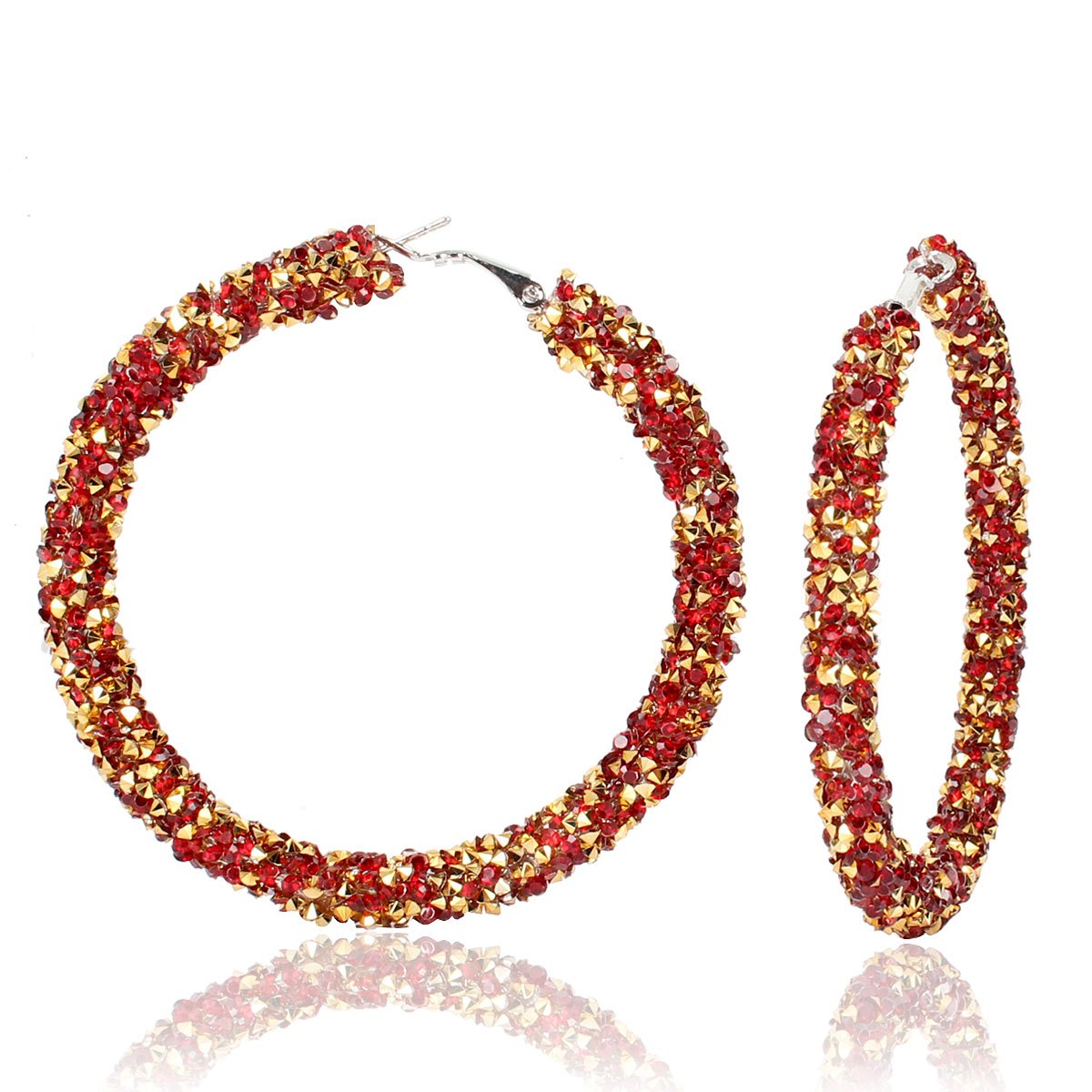 Sparkling Personality Alloy Rhinestone Hoop Earrings for Women - Perfect for Holiday Parties and Vacations