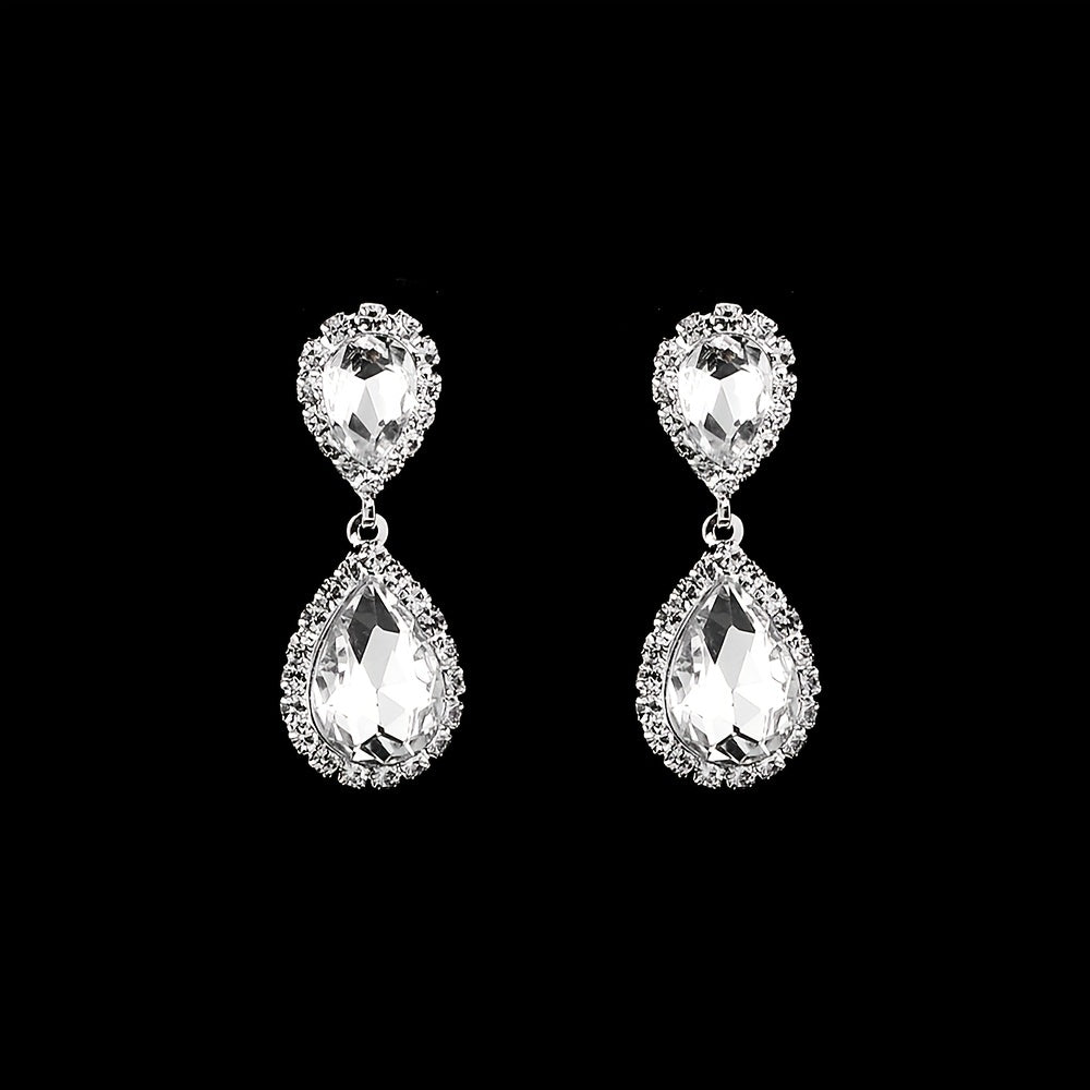 Elegant Wedding Jewelry Set with Sparkling Synthetic Gems - Choker Necklace, Water Drop Earrings, and Chain Bracelet - Perfect for Bridesmaids and Special Occasions
