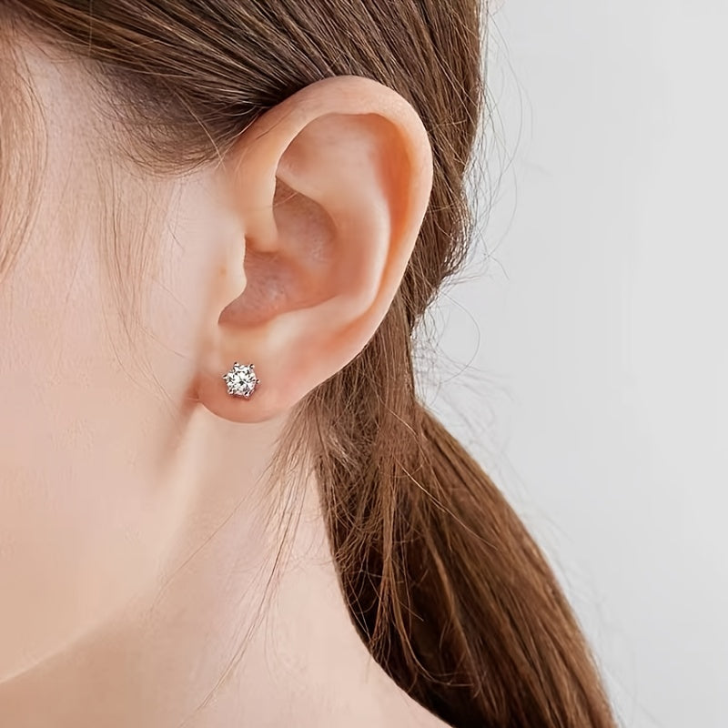 Stunning 0.5-3 Carat Round Moissanite Stud Earrings in 925 Sterling Silver - Perfect Gift for Women, Sparkling and Timeless