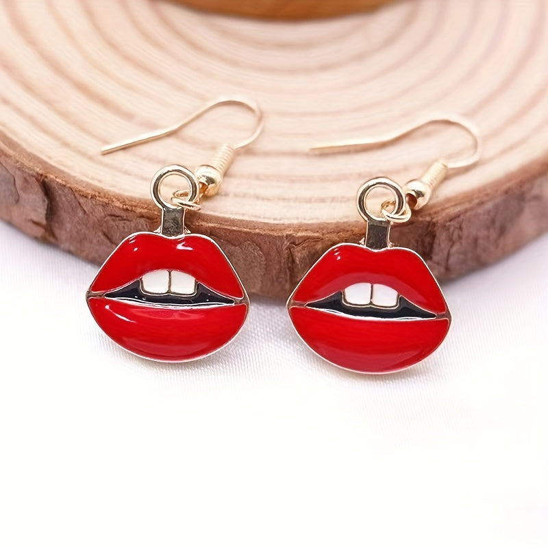 Make a statement with these vintage red lips drop earrings - perfect for parties and costumes