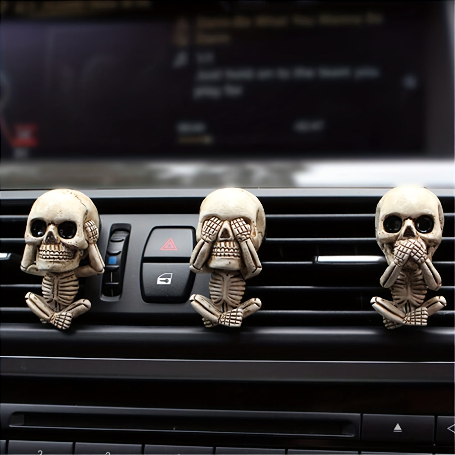 3pcs Ghost Head Aromatherapy Pendant Set - Creative Resin Car Air Outlet Aromatherapy Ornament - Gothic Decoration for Halloween Home Decor
