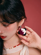 LB Hand Crochet "Rose" Earrings Halloween Ear Clip LOJL92