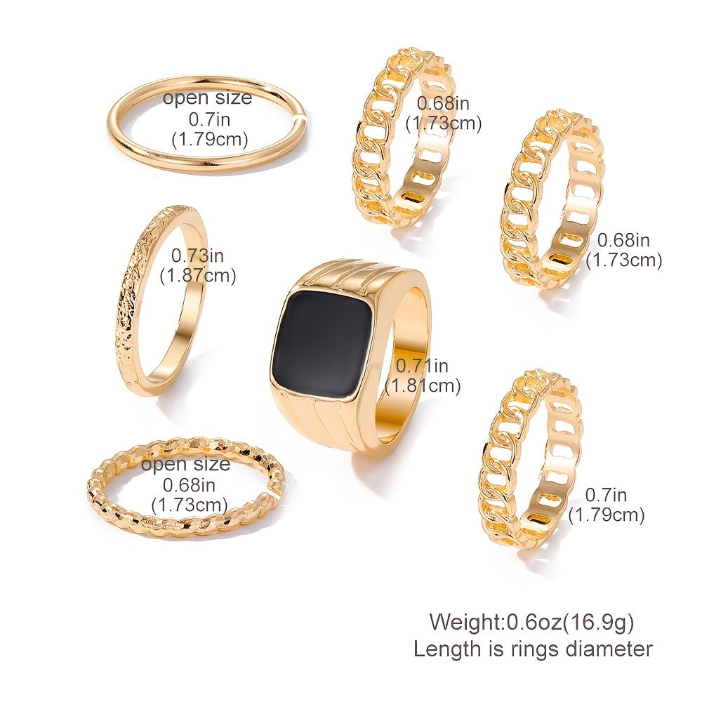 7pcs Personality Golden Twist Ring Set Valentine's Day Gift Female Jewelry Favors