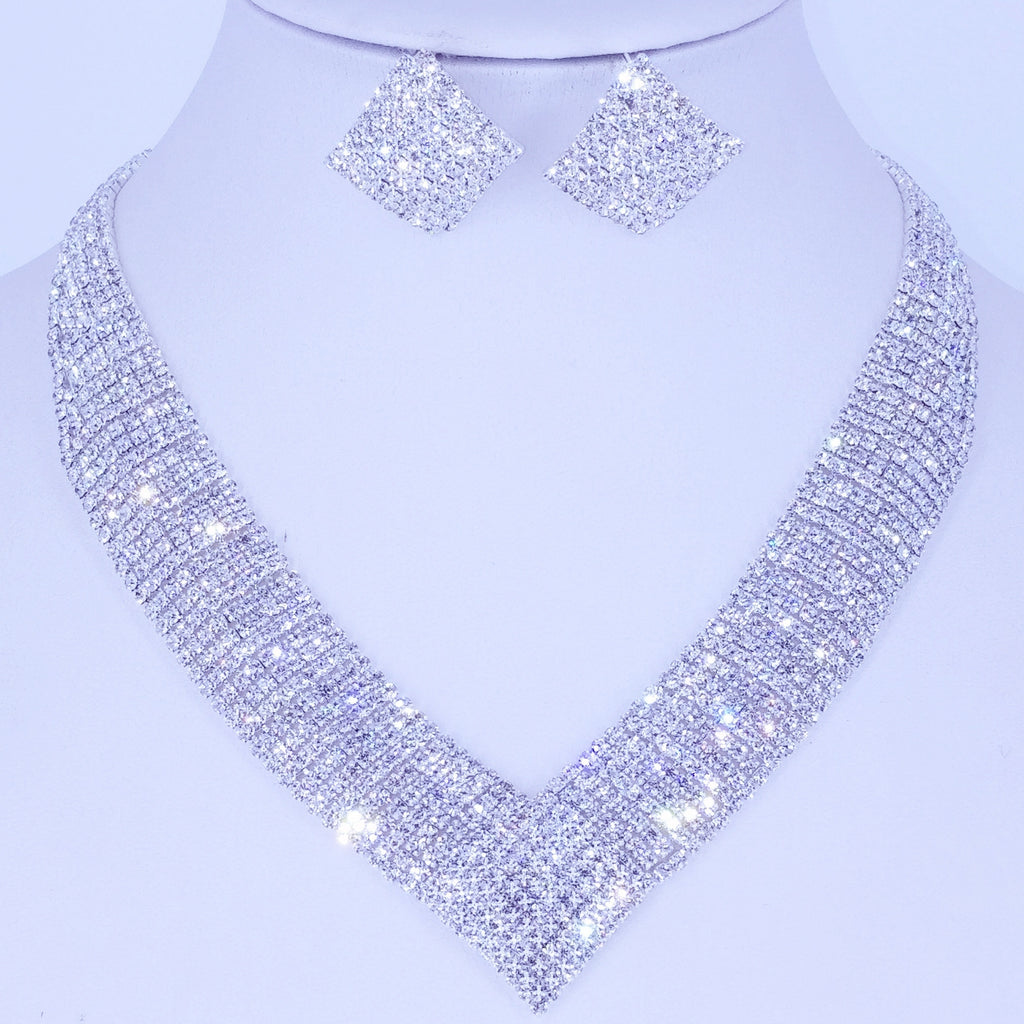 Elegant Glow in the Dark Zircon Necklace and Earrings Set for Weddings and Celebrations