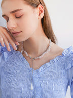 FN Asymmetric Pendant Chain Crystal Necklace LOJS84
