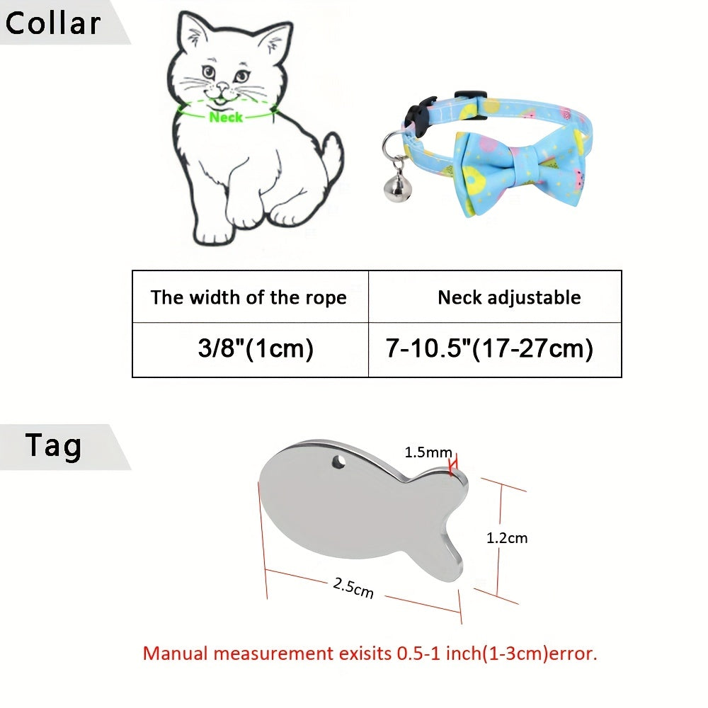 Adjustable Breakaway Pet Cats Collar, Quick Release Cat Collar Personalized Safety Cat Collars, Engraved ID Tag Cat Collar