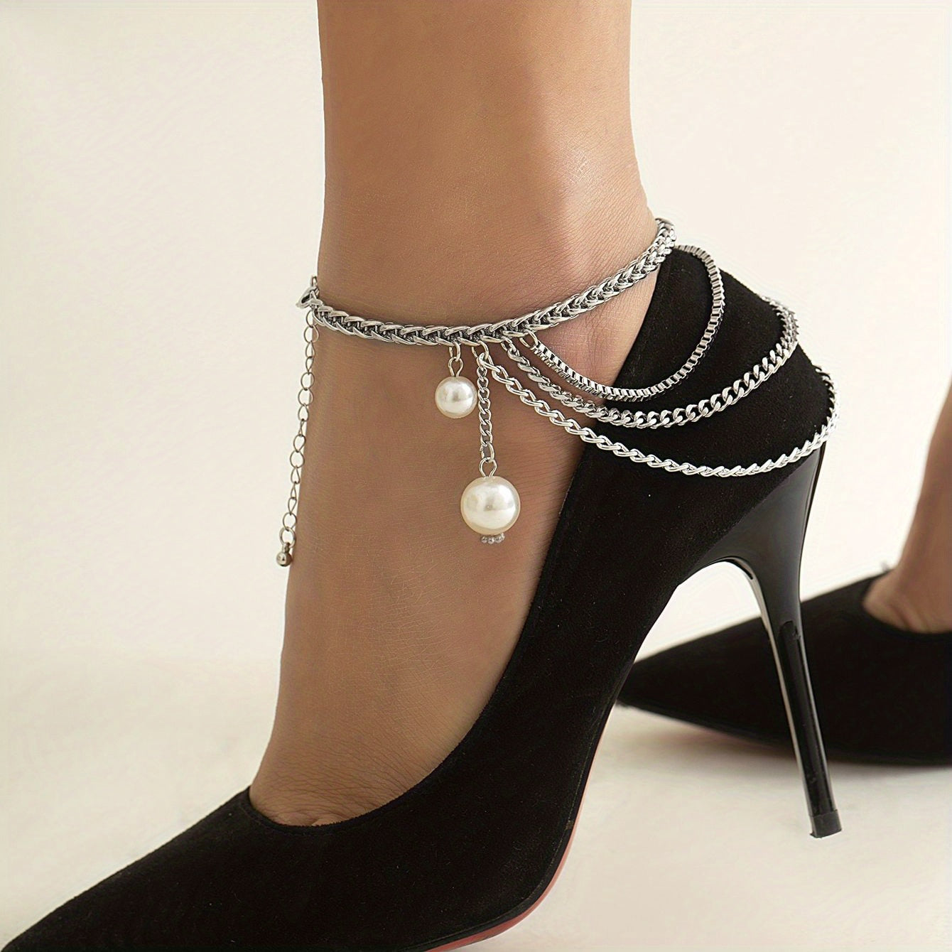 Gorgeous Faux Pearl Layered Anklet - Perfect for Any Occasion!