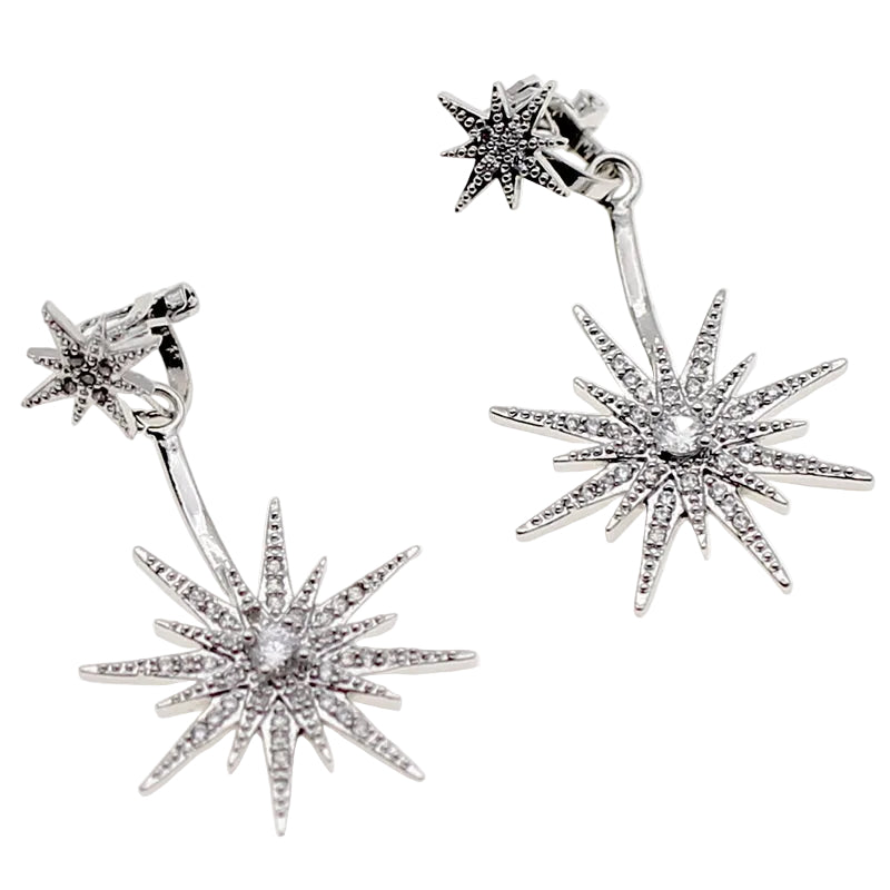 FN 925 Silver Needle Five-Pointed Star Earrings Ear Clips LOJS129