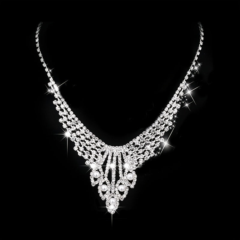 Wedding Dress Shooting Party Jewelry Set Bridesmaid Crystal Jewelry For Women And Girls (Set Of 3)