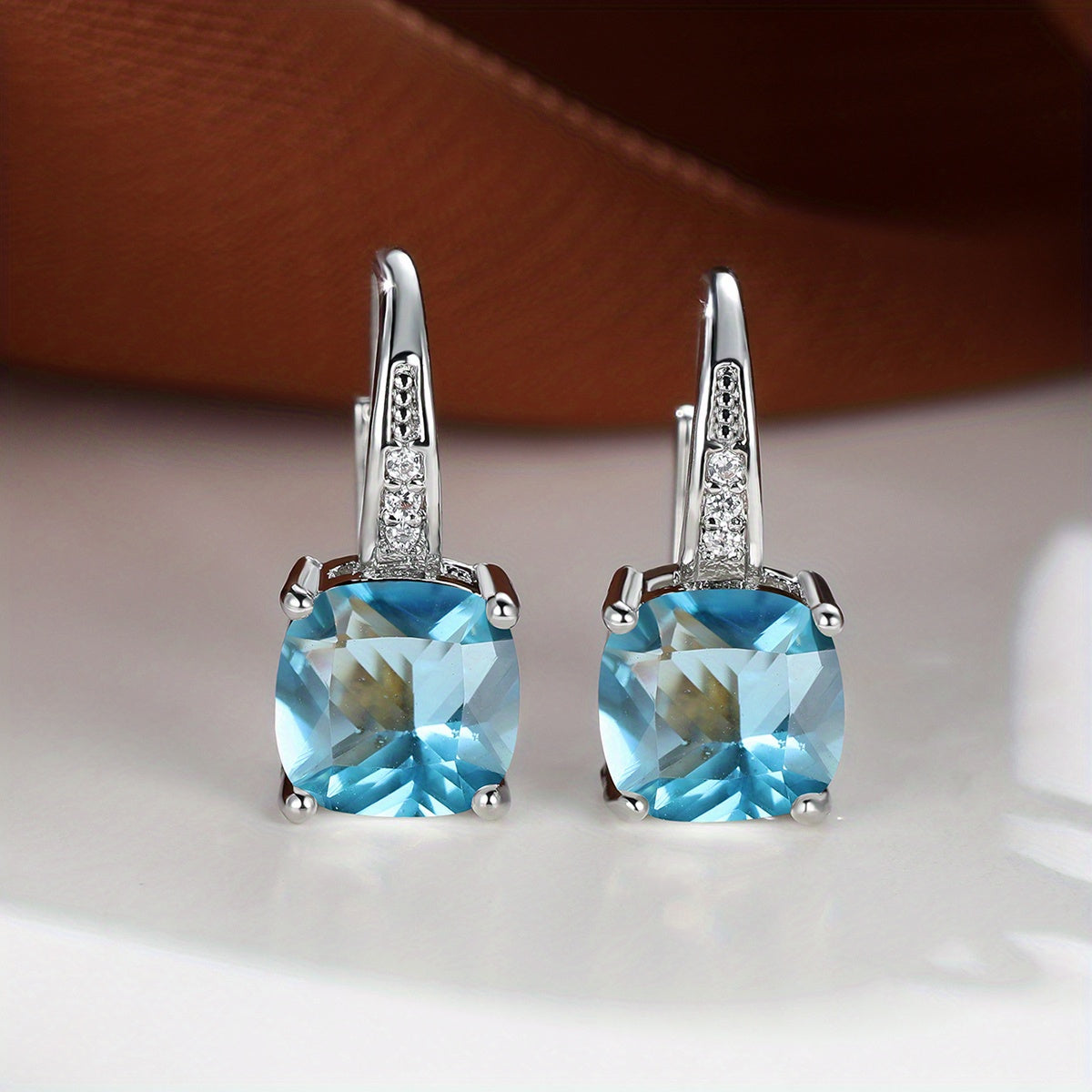 Mystic Square Rainbow Color Zircon Earrings Vintage Wedding Earrings For Women Fine Jewelry