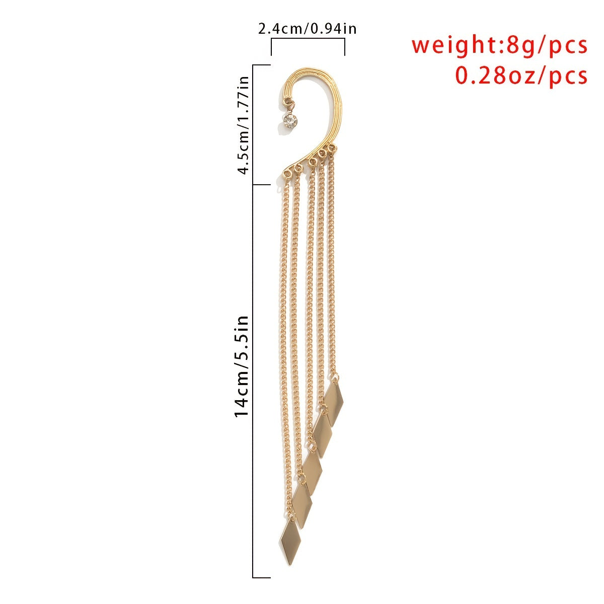 Glam Up Your Look with These Exaggerated Rivet Tassel Ear Cuffs - Perfect for Women and Girls!
