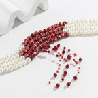 Gothic Blood Drop Fringe Necklace - Fashionable Sweet Synchronized Multi-Colored Pearl Beaded Charm