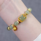 Bring Good Luck with Elegant Chinese Style Beaded Bracelet and Flower Pendant Hand Jewelry for Women and Girls