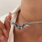 Halloween Gothic Style Black Bat Personality Hip Hop Necklace, Holiday Party Cosplay Jewelry Gift