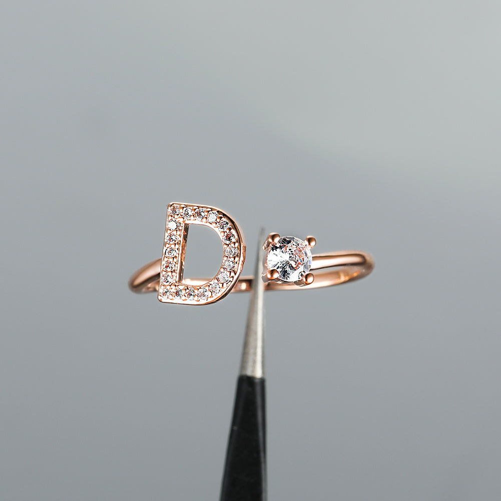 Rose Gold 26 Letter Initial Ring - Perfect for Weddings, Love, and Bridesmaid Gifts!