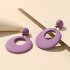Hollow Circle Design Macaroon Color Dangle Earrings Cute Minimalist Style Acrylic Jewelry Delicate Female Gift
