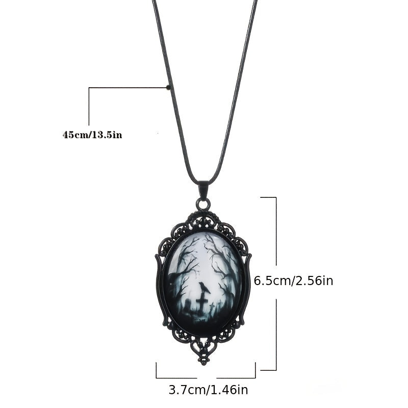 Gothic Crow Forest Pendant Necklace: A Stylish Men's Rope Necklace for the Darker Side of Fashion