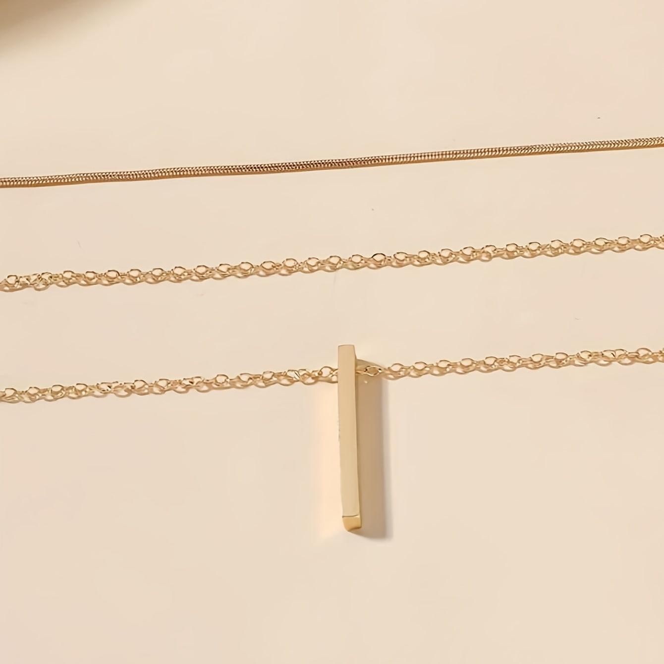 Simple Long Strip Pendant Multilayer Necklace Minimalist Style Necklace Jewelry Gift