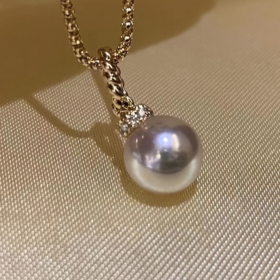 Nature-Inspired 925 Sterling Silver Necklace with 8-8.5mm White Pearls - Perfect Birthday Gift for Women