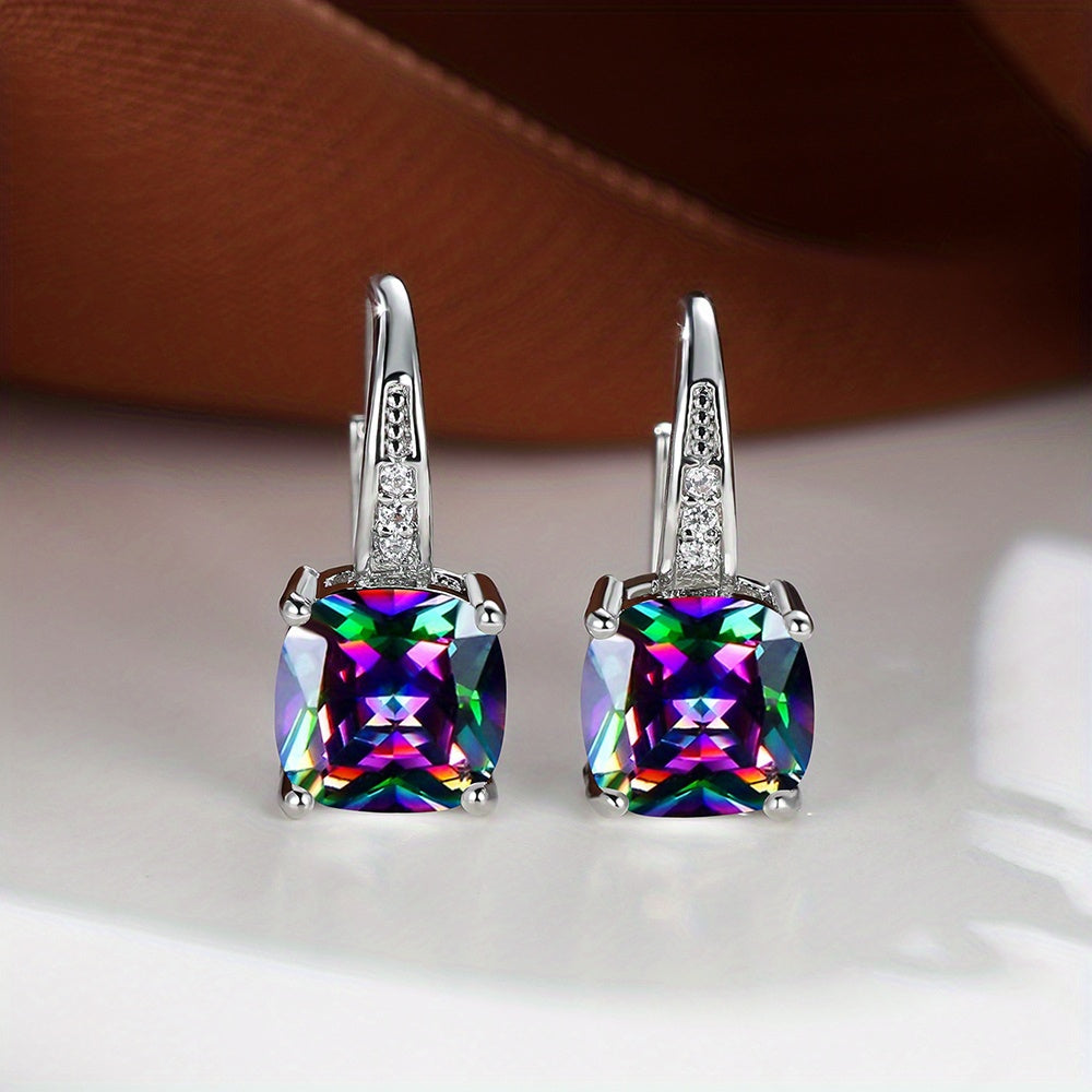 Add a Pop of Color to Your Look with Rainbow Zircon Hoop Earrings