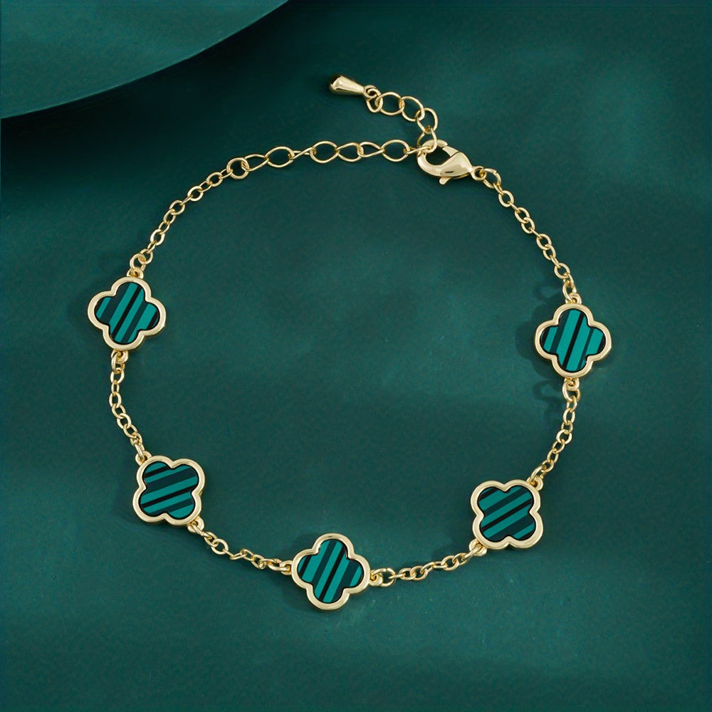 Stylish Simple Lucky Clover Copper Bracelet For Women Weddings Graduation Gifts