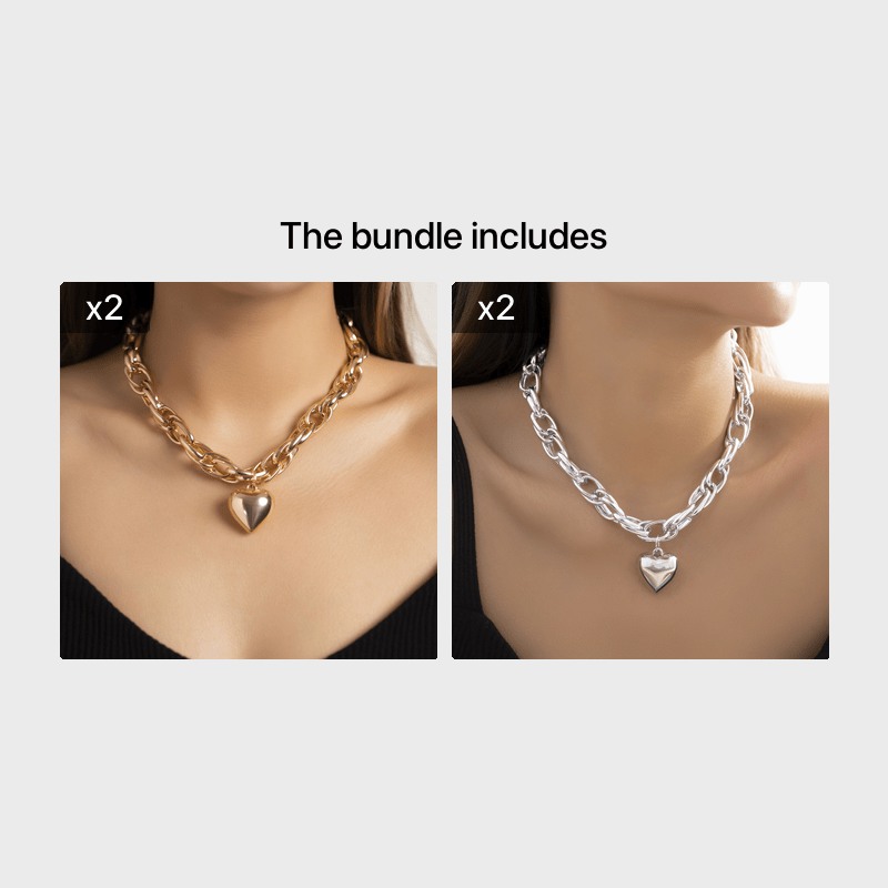 Upgrade Your Style with Our Simple Hip Hop Heart Chain Necklace for Women