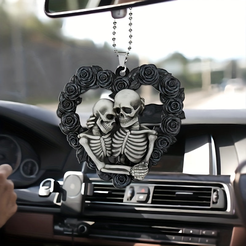 1pc Halloween Skull Heart Car Decoration - Perfect for Birthday Parties, Christmas Trees, and More!