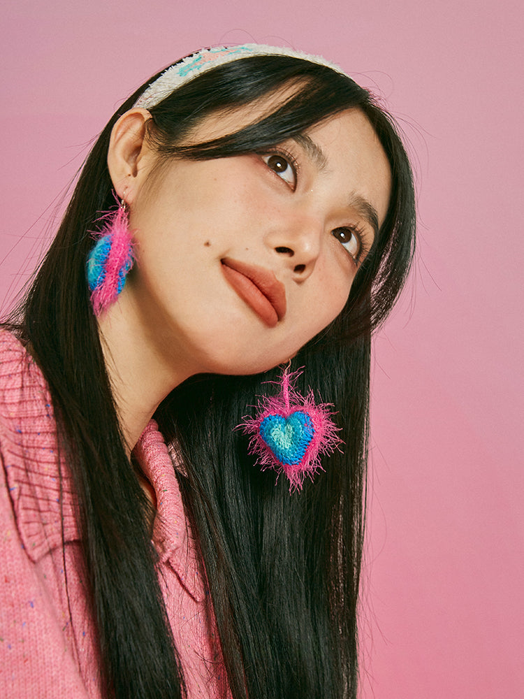 LB Hand Crochet  Gradient Earrings "Love" Ear Clip LOJL84