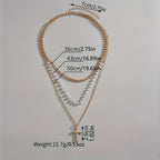 Punk Style Alloy Cross Pendant Multilayer Stacking Necklace Unisex Neck Jewelry For Women Girls