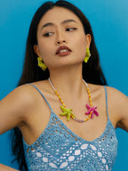 LB Colored Beaded Necklace Starfish Pendant Clavicle Chain LOJL39