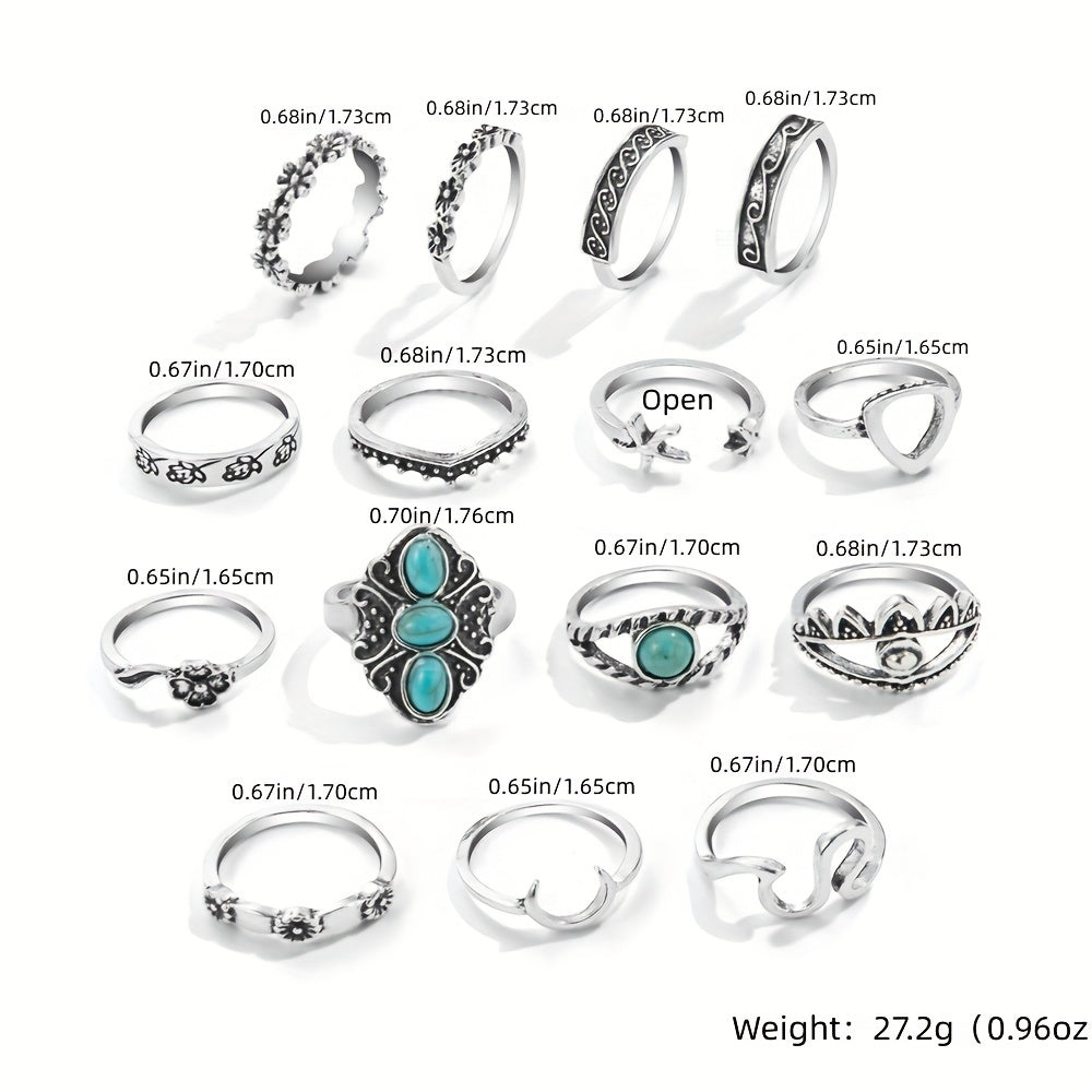 Vintage Bohemian Finger Ring Set Versatile Stackable Finger Ring Jewelry For Women