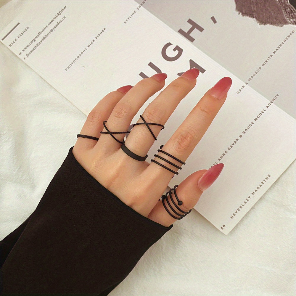 Punk Style Exaggerated Gothic Finger Ring Set Bat Spider Snake Etc Animal Theme Finger Jewelry Accessories Halloween Decoration
