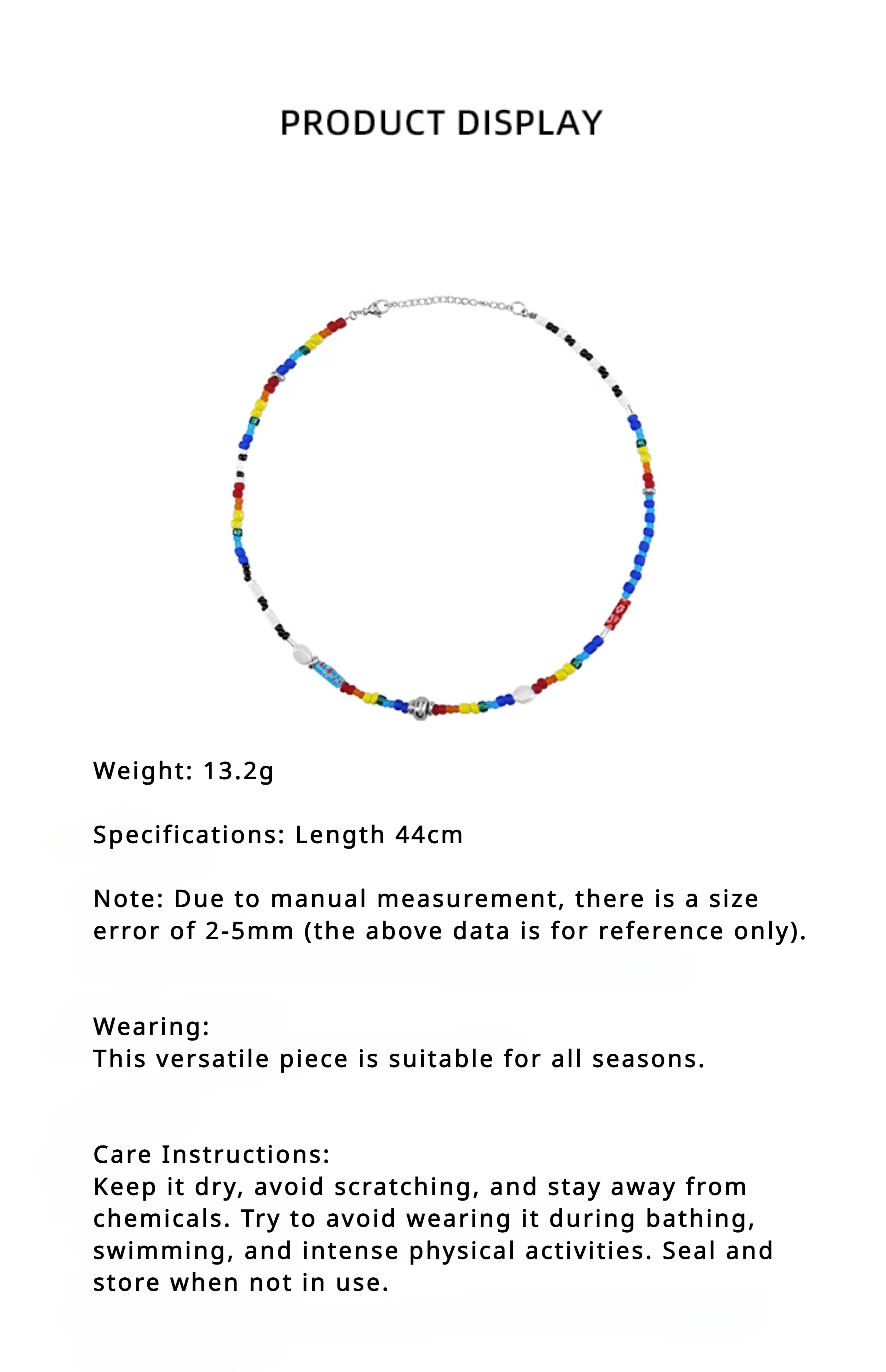 LB Rainbow Beaded Necklace  LOJL50 CUSTOMIZE