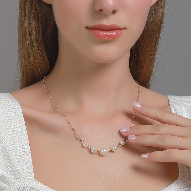 Elegant Round Shape Faux Pearl Chain Necklace
